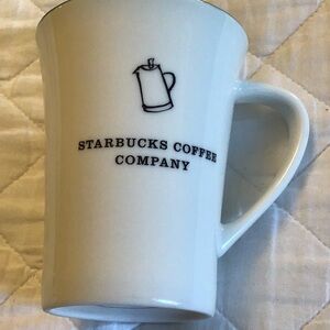 Starbucks Coffee Company 2006 White Tall Coffee Tea Mug Cup Pot Wide Rim